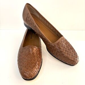 Brown Woven Leather Preppy Classic Loafers Flats Naturalizer Comfort Shoes 10N